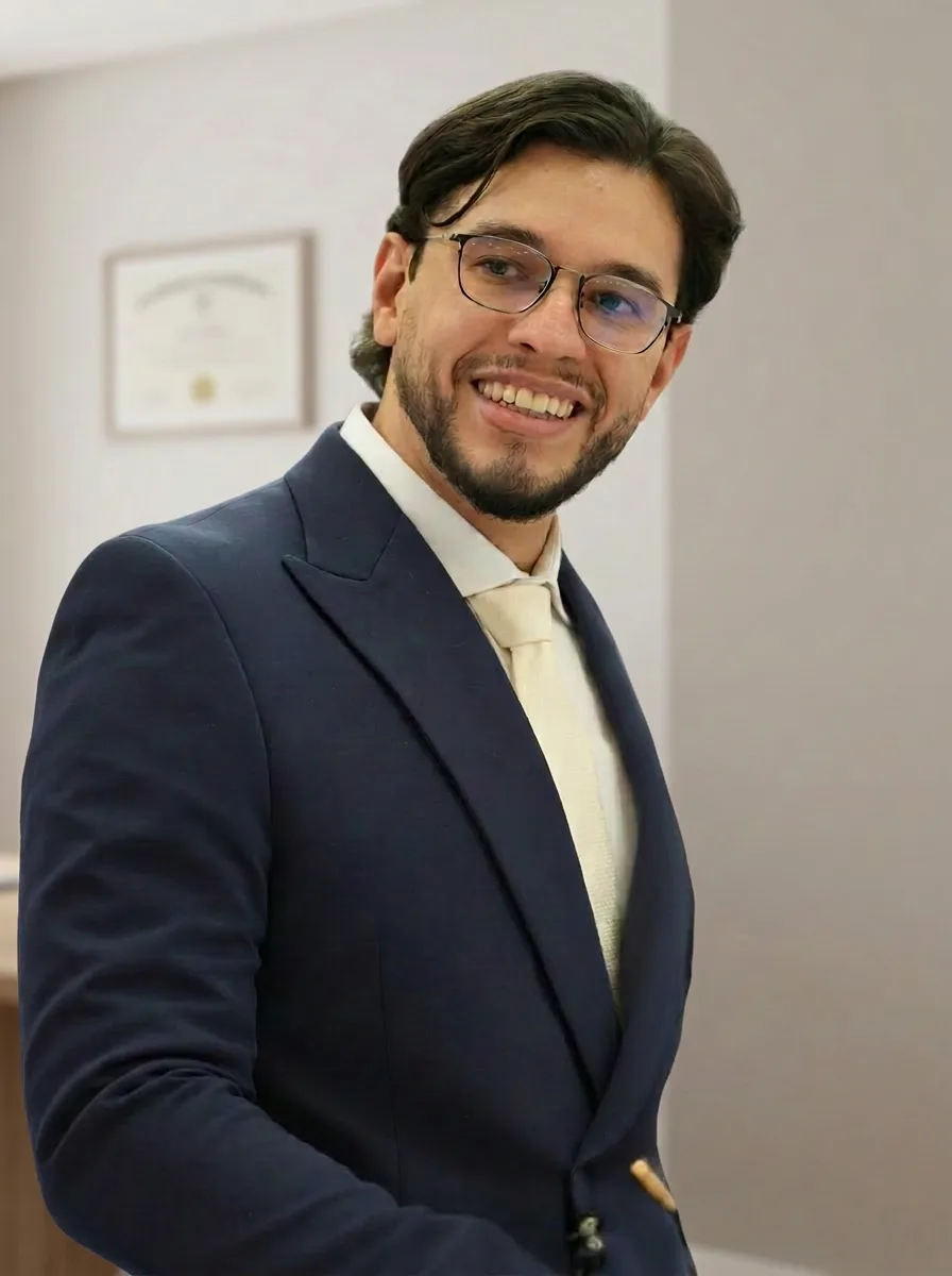 Dr. Santiago Antunes, médico veterinário oftalmologista em Brasília, em seu consultório